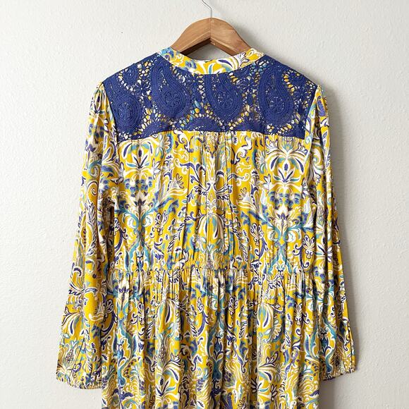 Soft Surroundings Mandisa Challis Lace Yoke Midi Dress Women's Size XL NEW - Picture 10 of 13